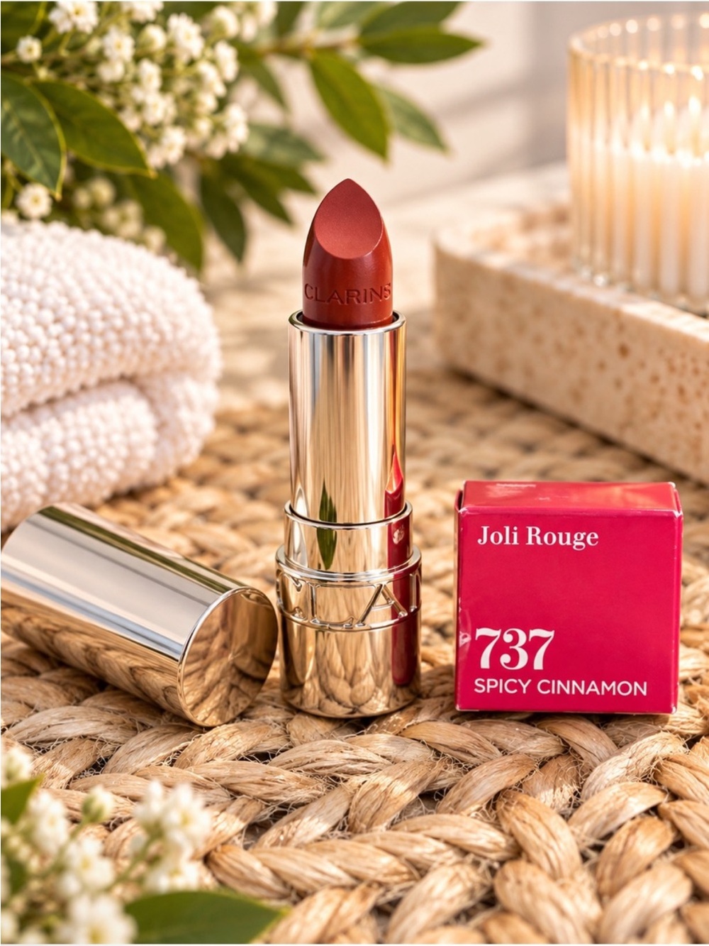 BNIB Clarins Joli Rouge Satin Lipstick in 737 Spicy Cinnamon